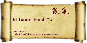 Wildner Horác névjegykártya